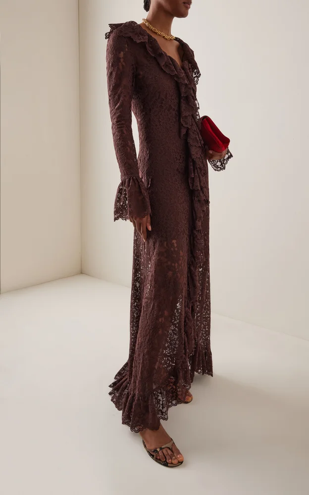 Clementina Ruffled Lace Maxi Dress