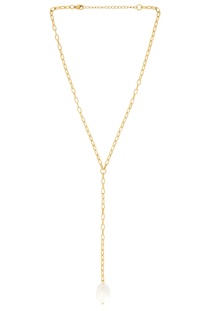 Pearl Drop Lariat Necklace