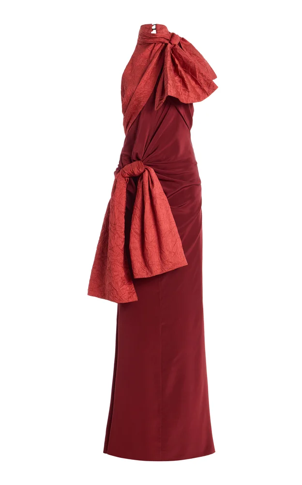 Double Bow Silk Maxi Dress