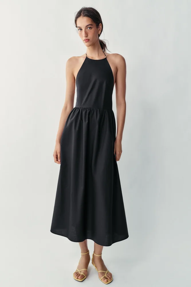 POPLIN MIDI DRESS