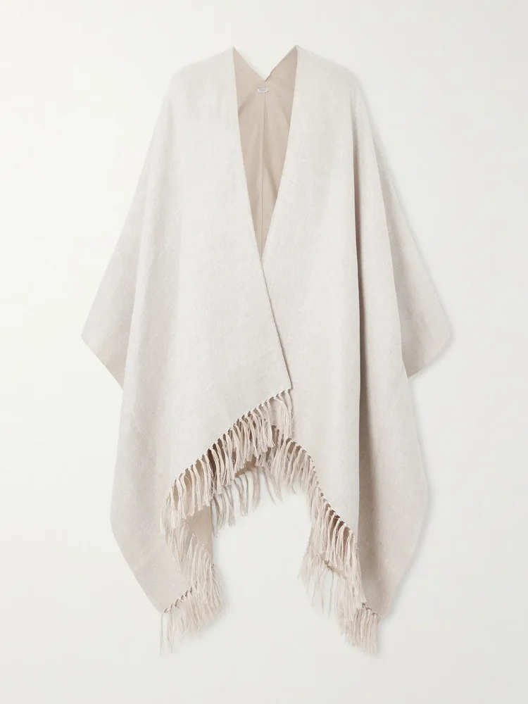 fringed linen blend scarf