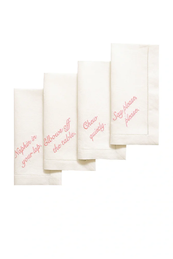 Pink Manners Dinner Napkins Set Of 4