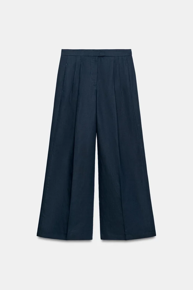 ZW Collection Straight-Leg Pleated Pants, Navy Blue