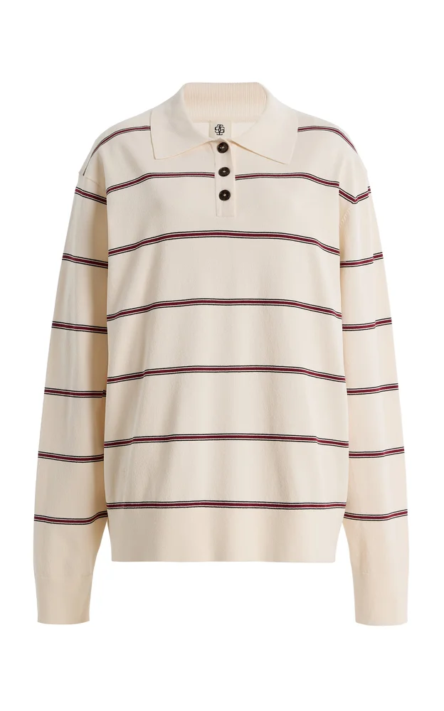 Madison Striped Knit Polo Shirt