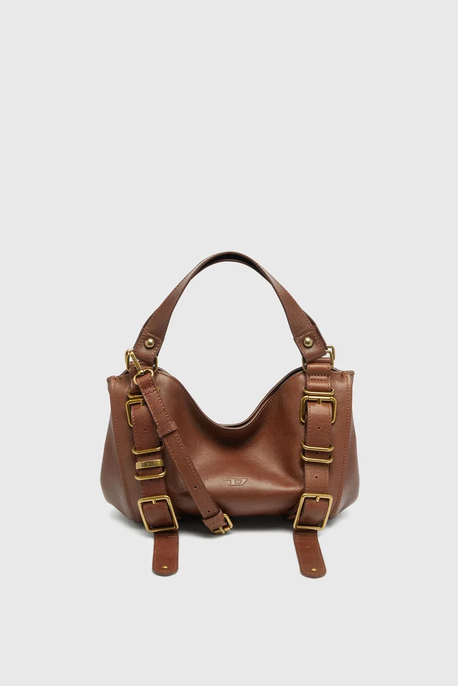D-One Small Top-Handle Bag in Brown Leather