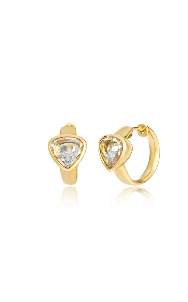 18k Yellow Gold Neue Heart-ish Huggie Earrings