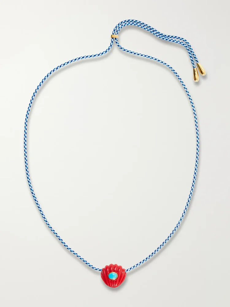 Kai gold-plated resin, turquoise and chord necklace