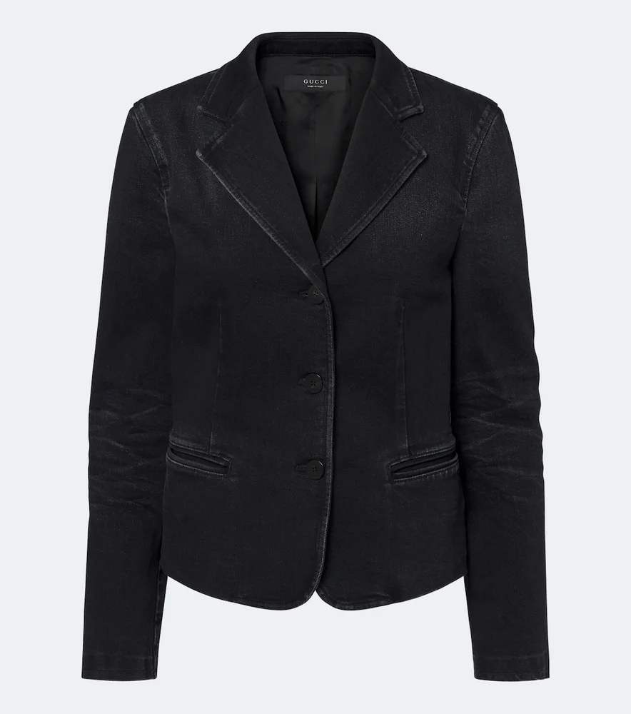 Single-breasted denim blazer