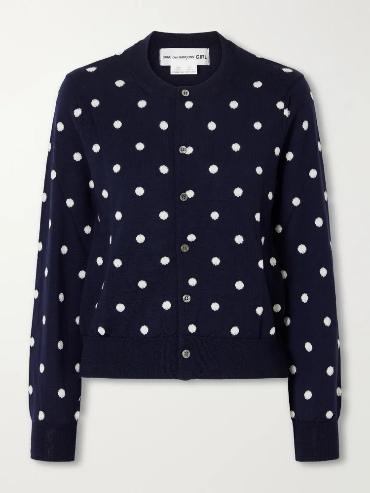 Polka-dot wool cardigan