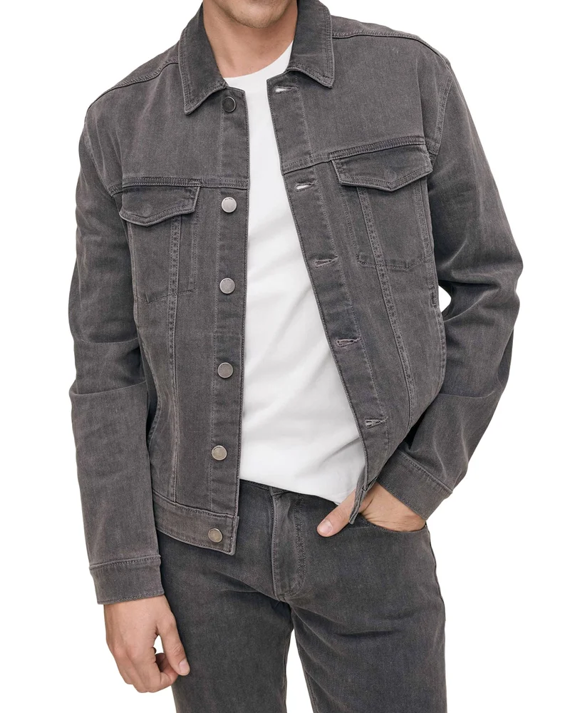 Vaughn Denim Trucker Jacket in Weathered Grey