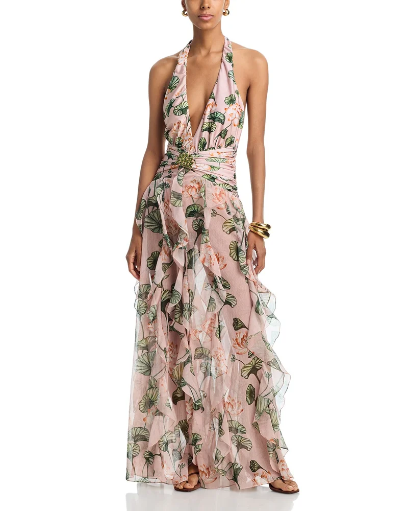 Plunge Neck Maxi Dress