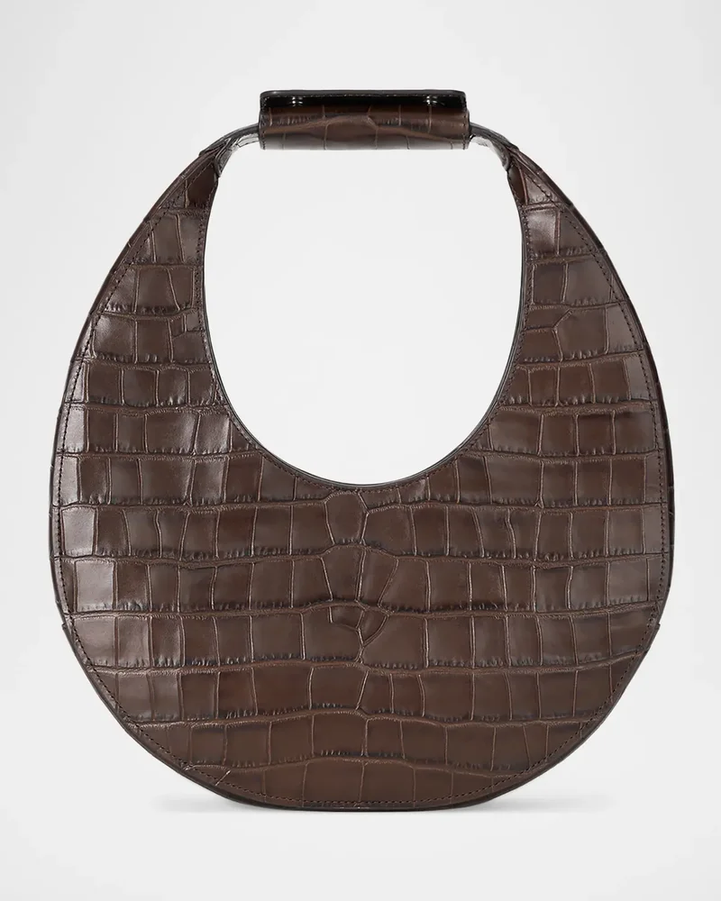 Moon Croc-Embossed Leather Tote Bag