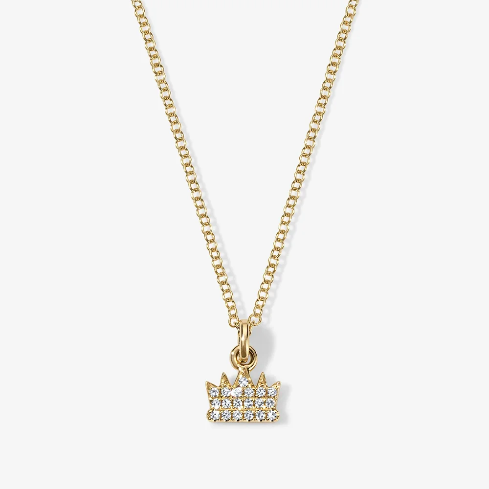 Mini Token Pave Crown Necklace