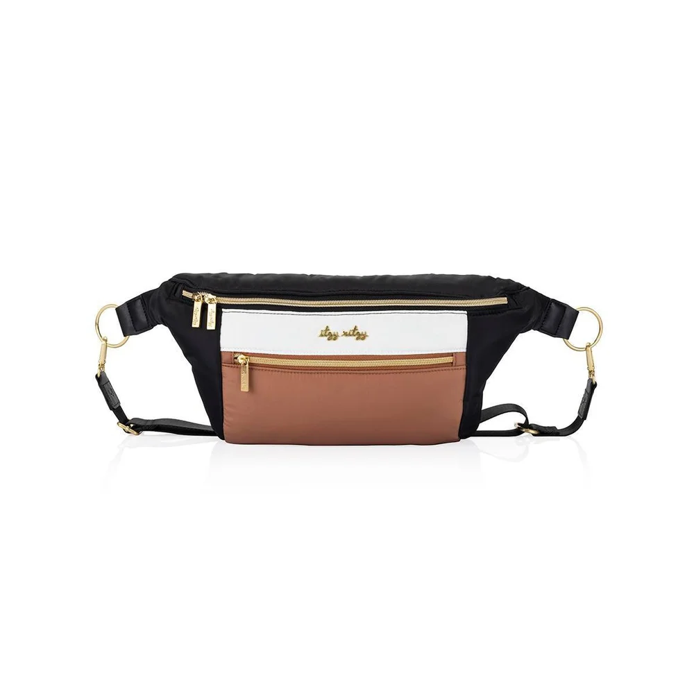 Fanny Pack and Crossbody Diaper Bag in Coffee and Cream