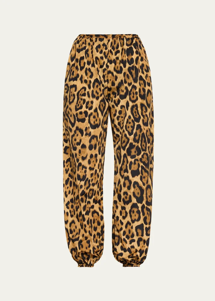 ALAÏA Leopard-Print Nylon Balloon Pants