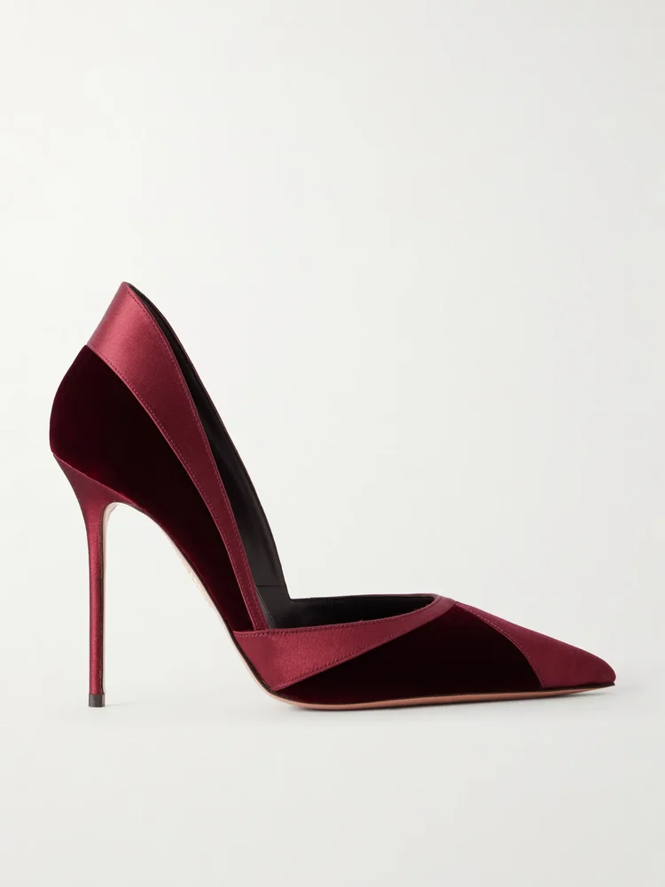 Shadow 105 satin-trimmed velvet pumps