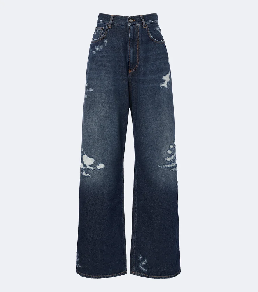 Distressed wide-leg jeans