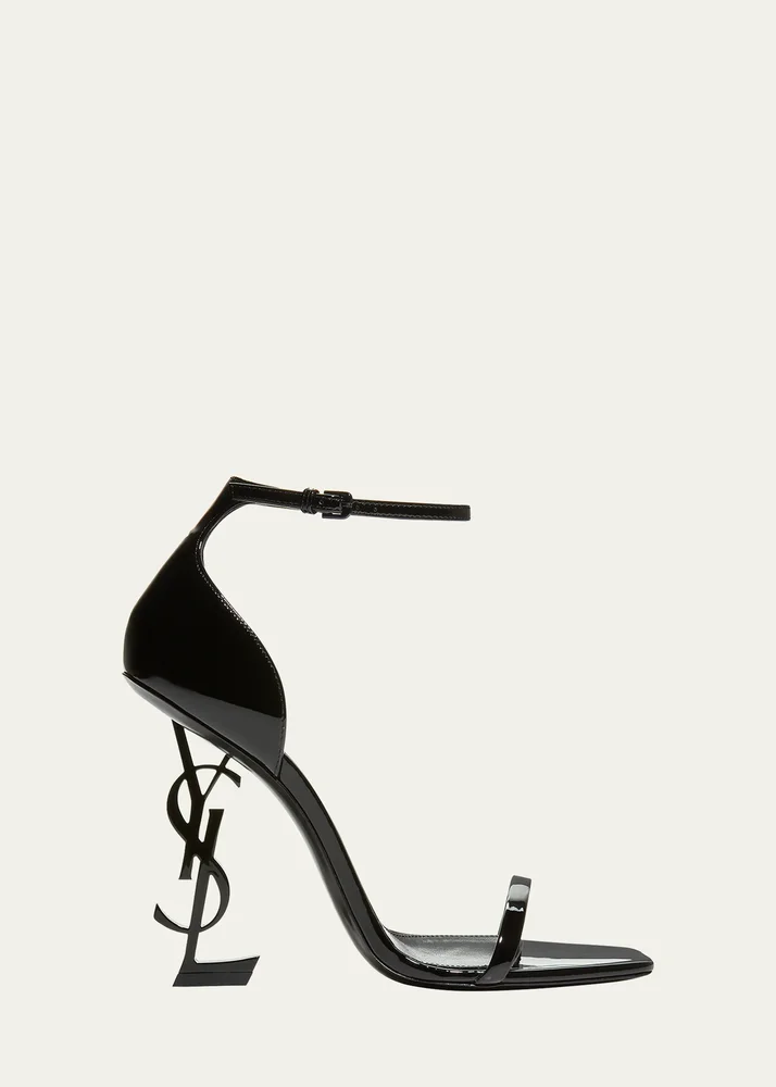 110mm Opyum YSL Patent Leather Sandals with Black Hardware