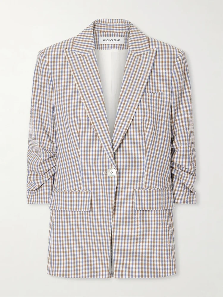 Clayton Dickie checked cotton-seersucker jacket