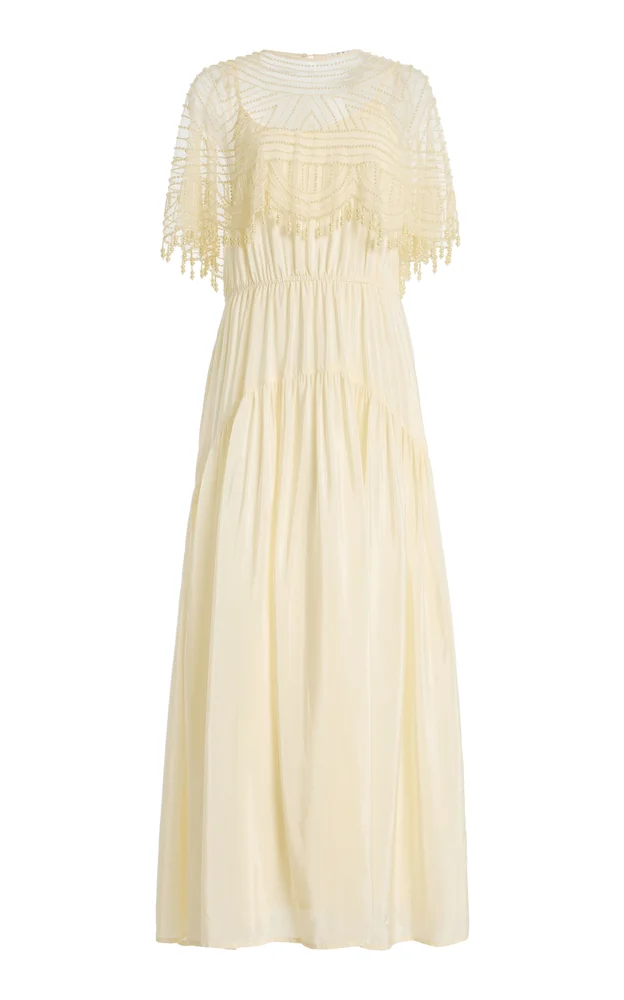 Carlotta Embellished Midi Cape Dress