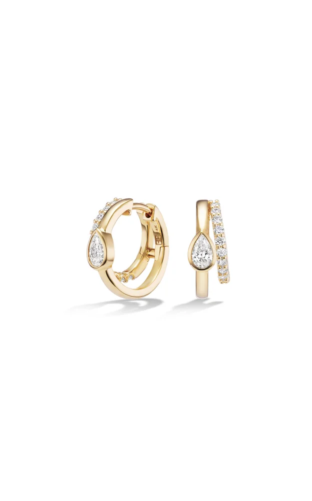 14K Yellow Gold Diamond Double Earrings