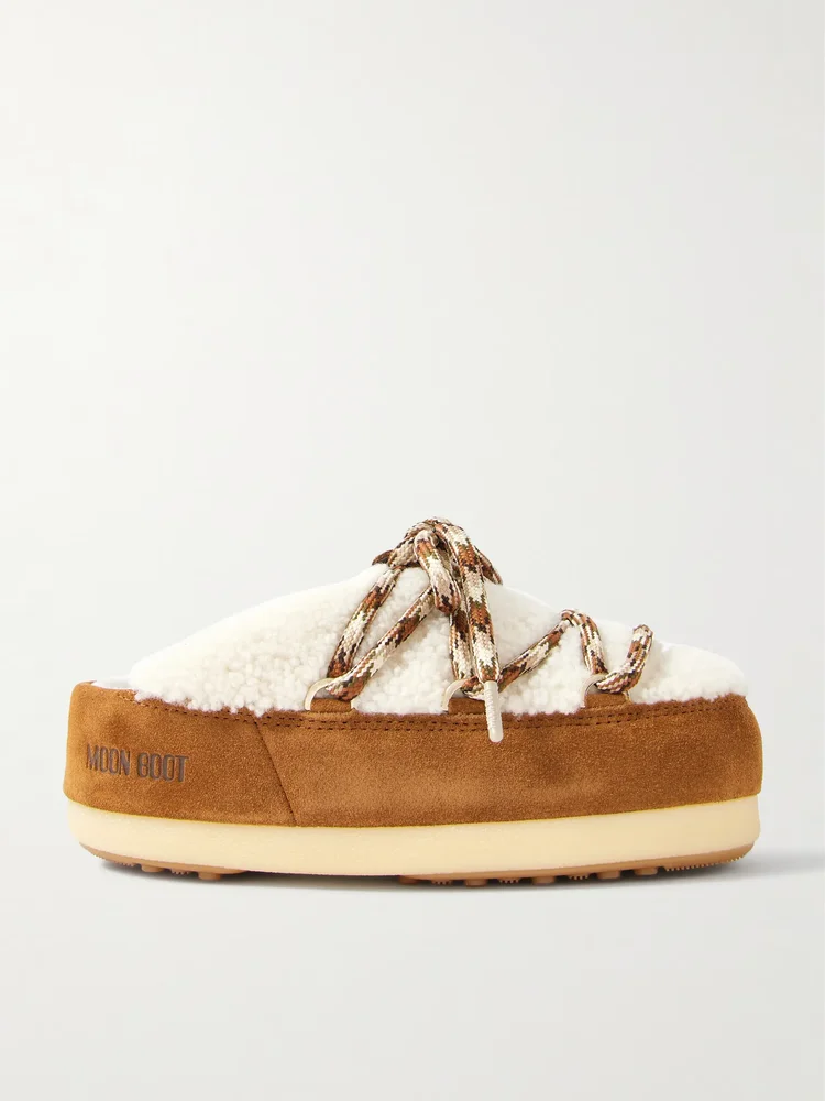 EVX shearling and suede mules