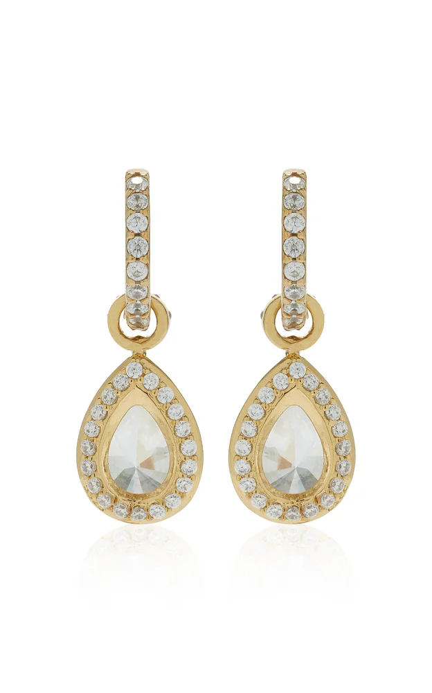 Pear 9K Yellow Gold Vermeil Diamond Earrings