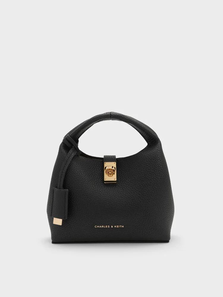 Mini Chance Turn-Lock Bucket Bag, Black
