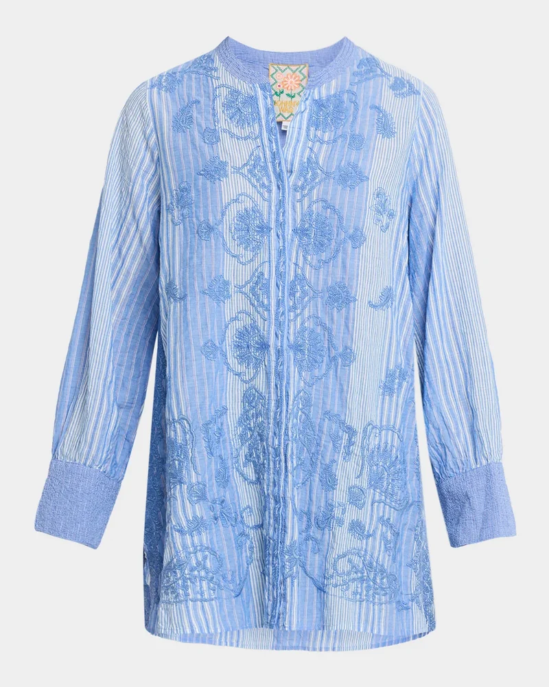 Voyager Embroidered Striped Cotton Tunic