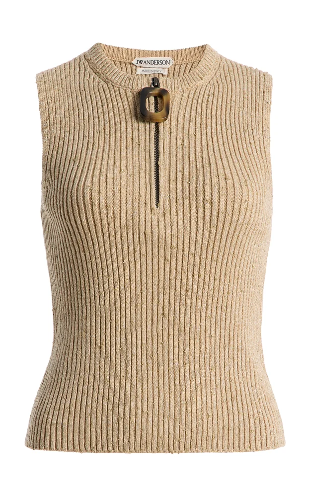 Zipped Cotton-Blend Tank Top