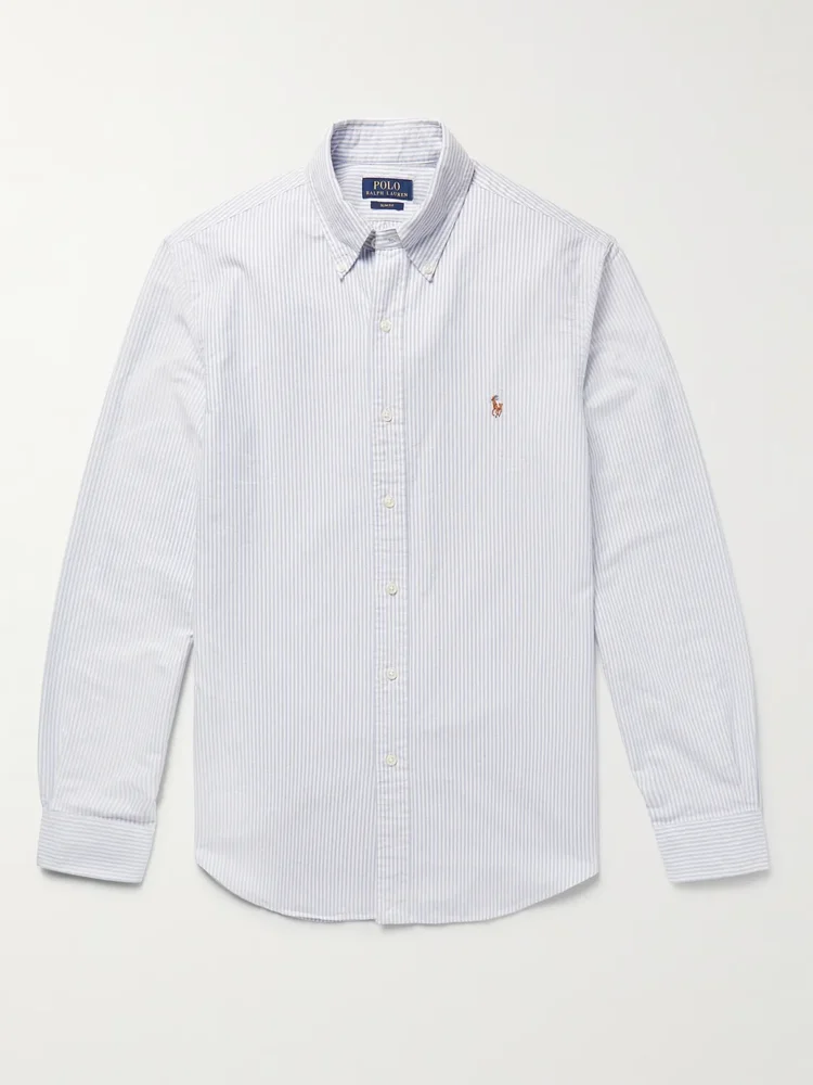 Slim-Fit Striped Cotton Oxford Shirt
