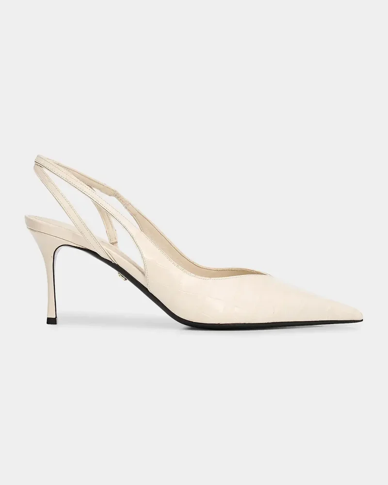 Dafne 70MM Croc-Embossed Slingback Pumps