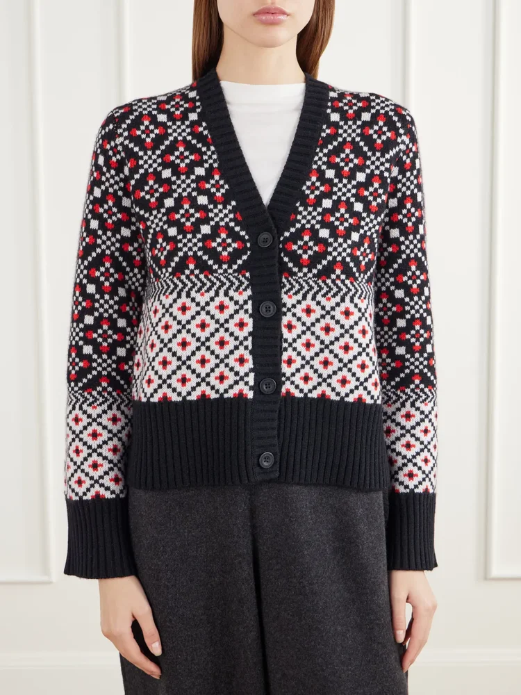 Telemark jacquard-knit merino wool cardigan