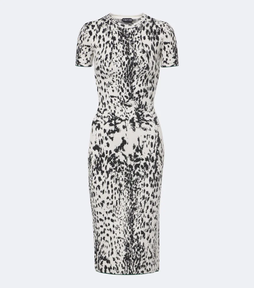 Jacquard velvet midi dress