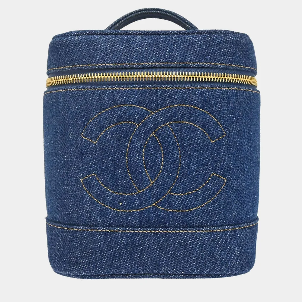 Timeless Vanity Small Blue Denim Top Handle Bag