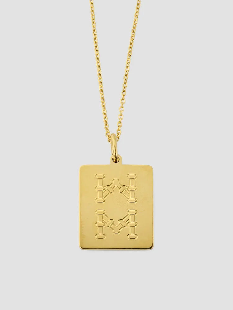 18K Gold Mahjong Bamboo 8 Tile Necklace