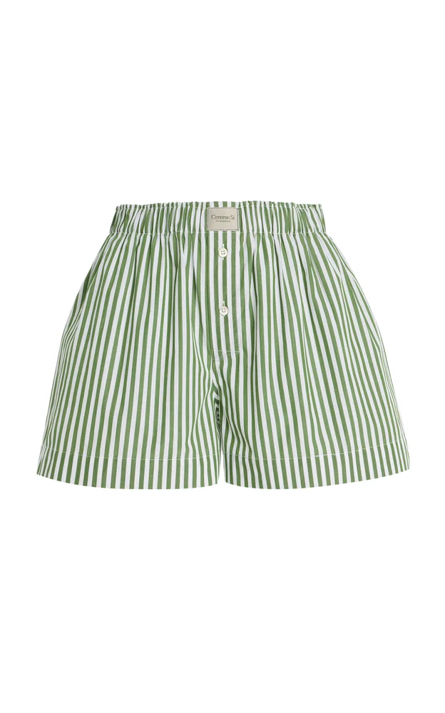 La Boxer Classica Striped Cotton-Poplin Shorts