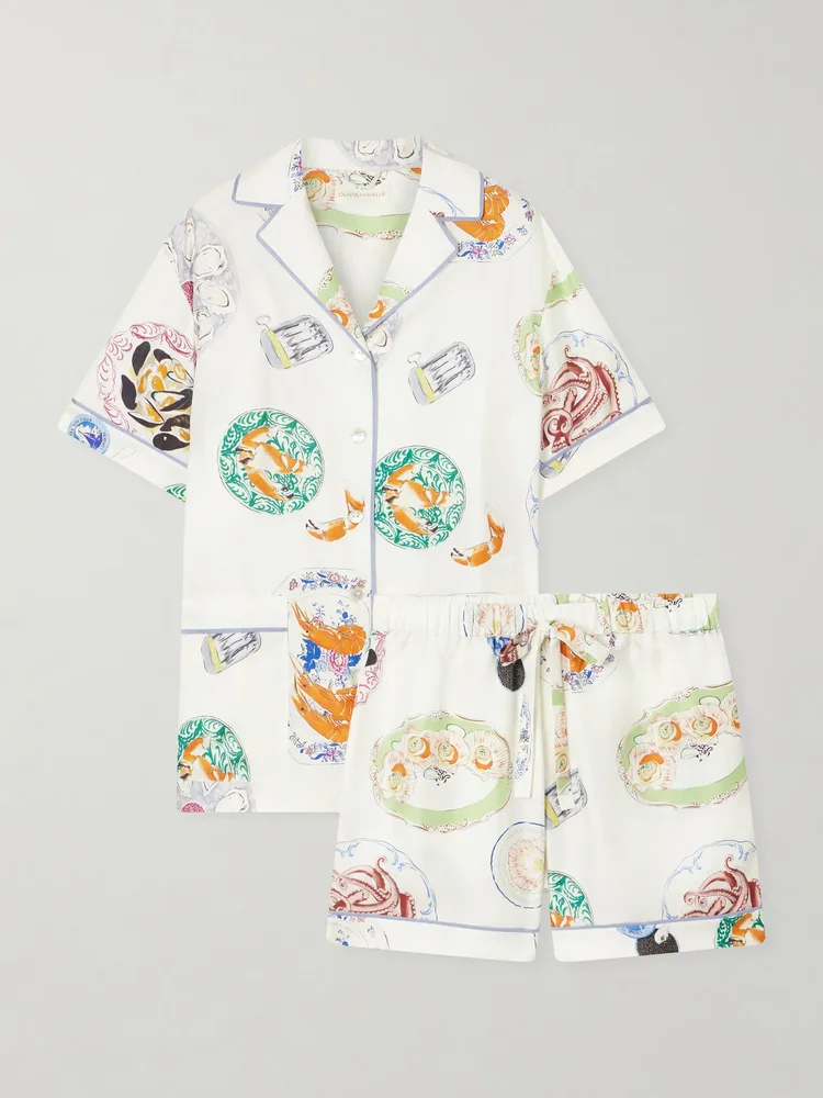 Ingo printed silk-satin pajama set