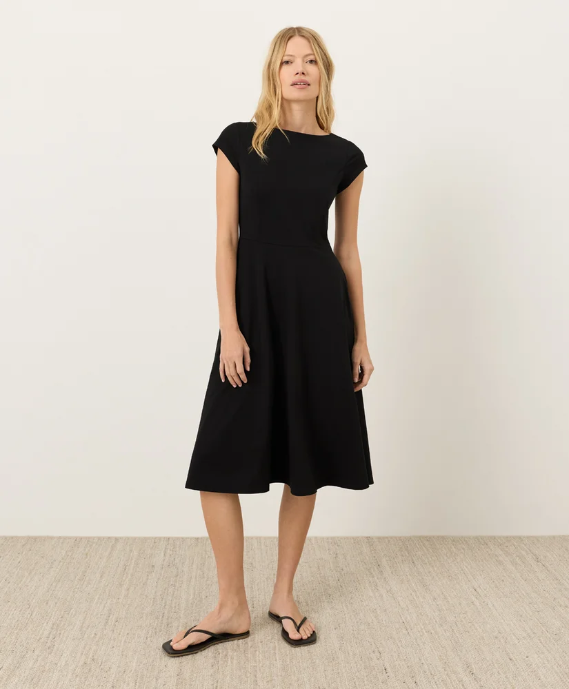 Womens Fit & Flare Ballet Neck Dress