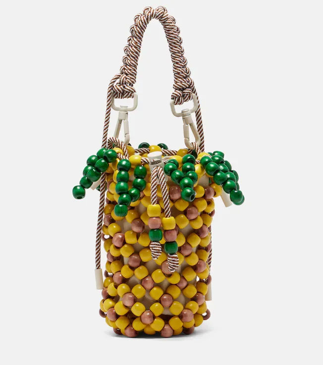 Pineapple Mini beaded top-handle bag