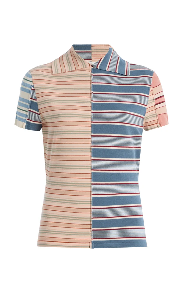 Rebellion Striped Knit Polo Shirt By Zimmermann