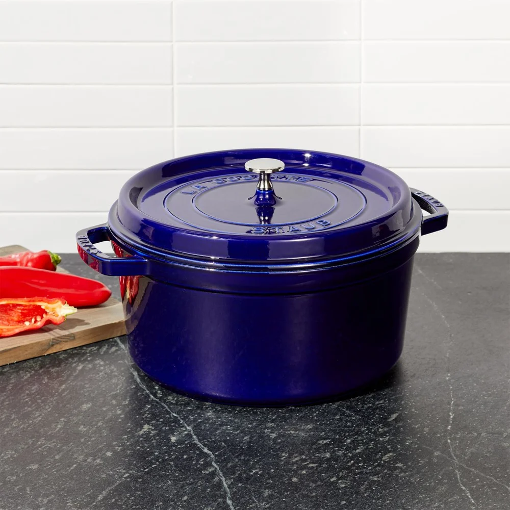 7-Qt Dark Blue Round Cocotte