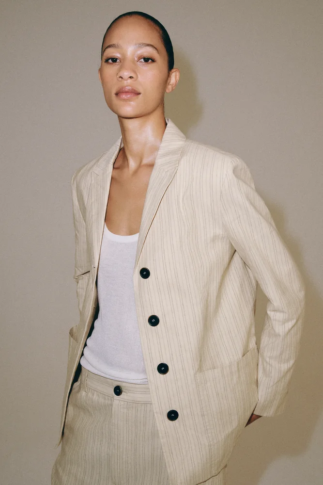 ZW Collection Striped Linen Blazer