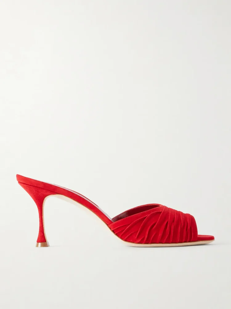 Pirua 70 ruched suede mules