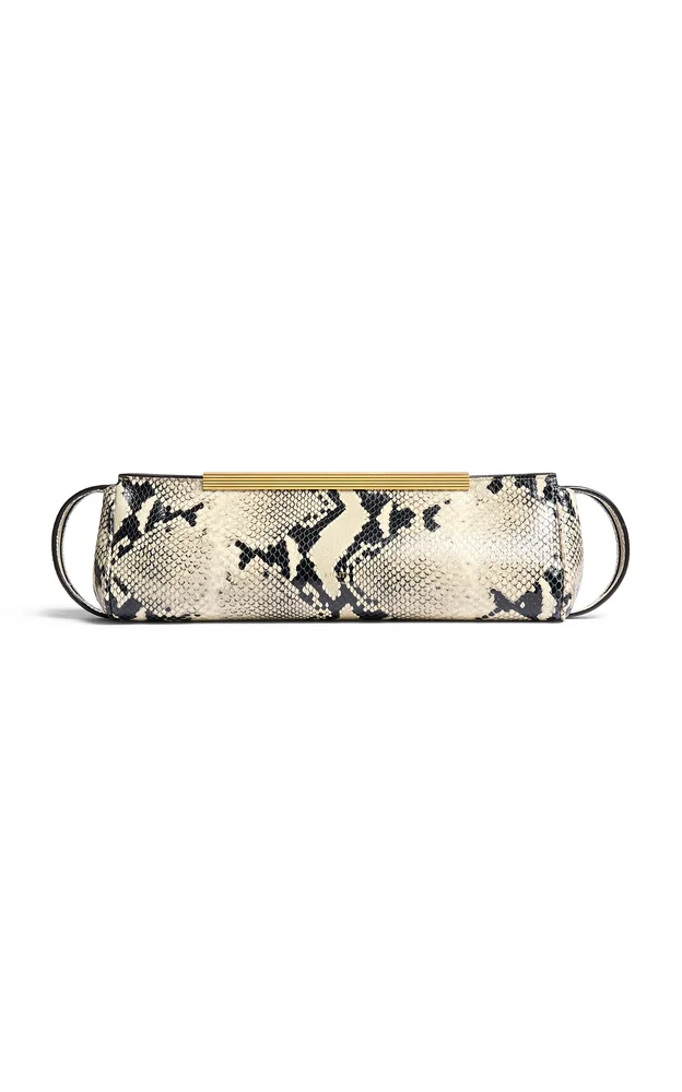 Donna Pyhton-Effect Leather Clutch