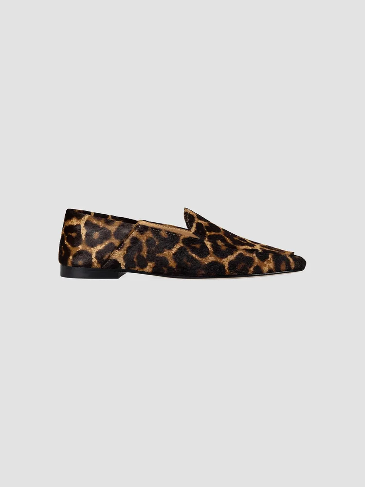 Gio Leopard-Print Calf-Hair Loafers