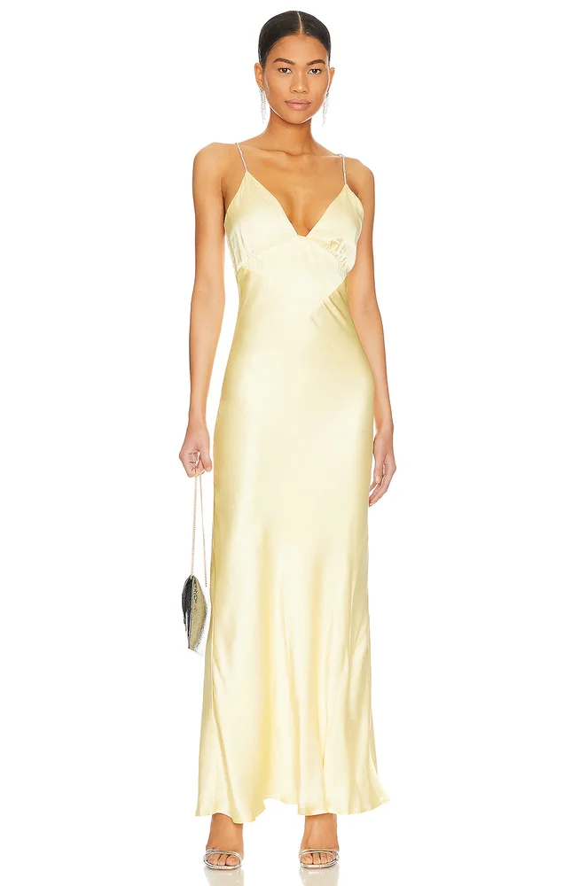 Capri Diamonte Slip Dress - canary yellow
