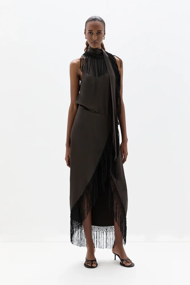 Lula Fringe Dress / Bitter Chocolate
