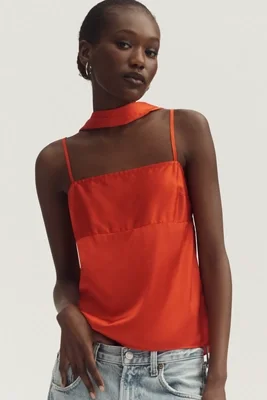 Square-Neck Tank with Scarf