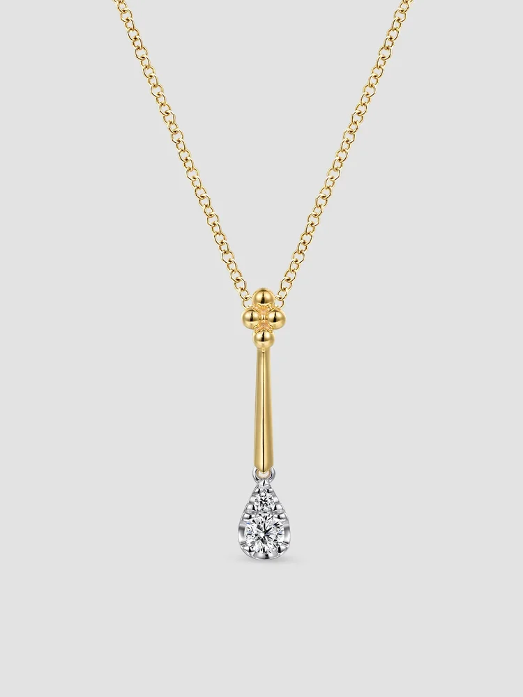 Bujukan Clover Two-Tone 14K Gold & 0.17 TCW Diamond Linear Pendant Necklace